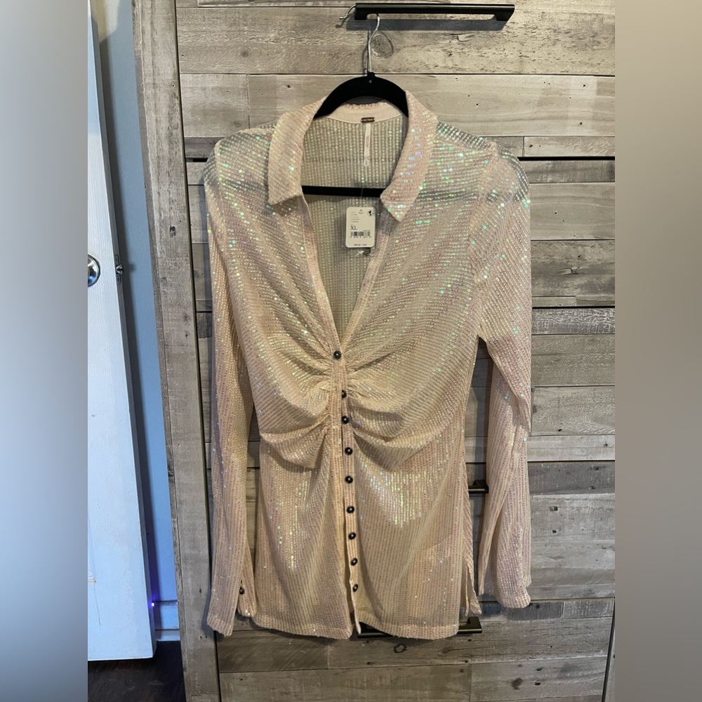 Free People sequined button down